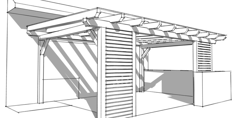 Pergola 6x4m, 3D návrh